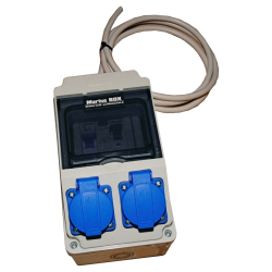 Skrzynka zasilania łodzi 230V Marine BOX 2x230V / 4x230V z zabezpieczeniem różnicowo-prądowym 16A